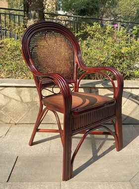 椅印尼天然椅真藤椅子老人藤老板办椅电脑椅70754腾椅高背靠背椅