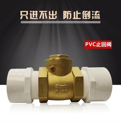 PVC卧式止回阀黄铜止逆防回水胶粘管单向阀6分玉环厂家现货供应