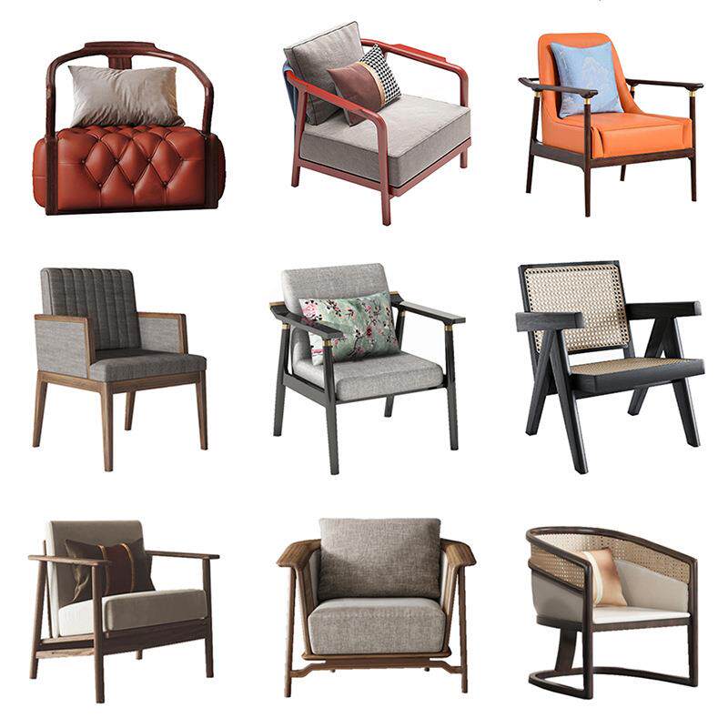 新中式实木沙发椅单人客厅阳台卧室休闲椅圈椅三件套接待餐桌