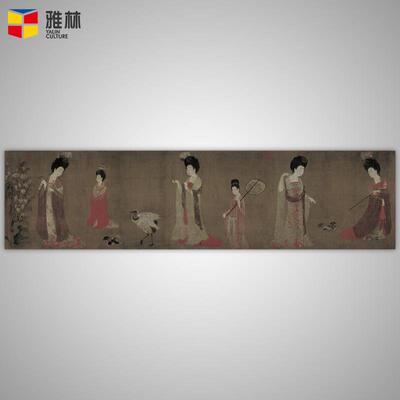 艺术微喷绢本画芯名人字画周昉簪花仕女图客厅装饰画仿古人物字画