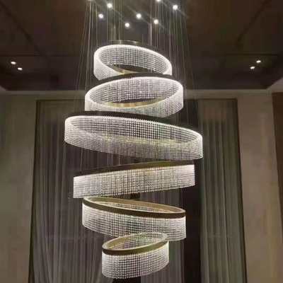 水晶灯中山客厅复式楼楼梯家装法式轻奢简约照明吊灯灯饰灯具灯