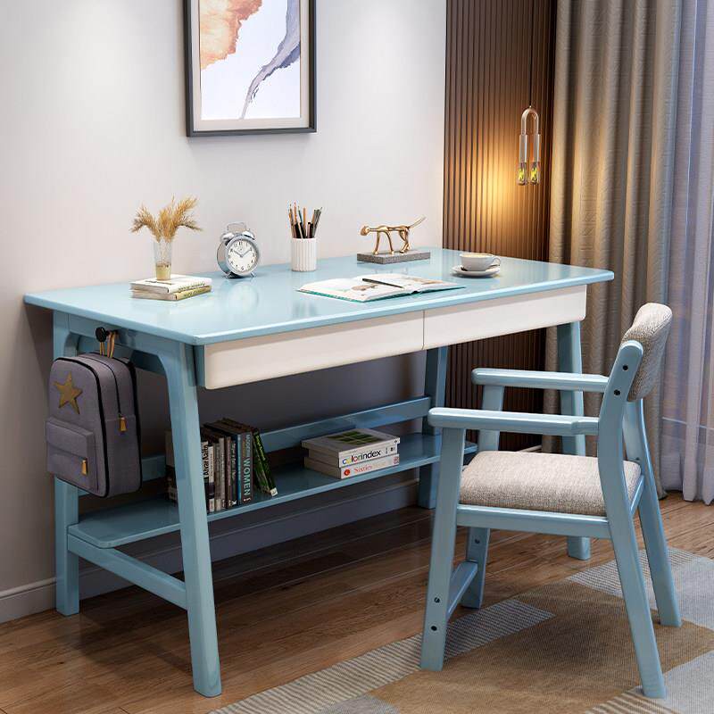 实木书桌简约现代电脑台式桌书房中小学生写字课桌椅子简易办公桌