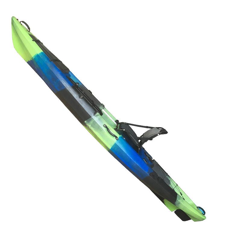 带方向舵滚塑皮划艇单人座路亚平台皮划艇PE塑料硬艇独木舟