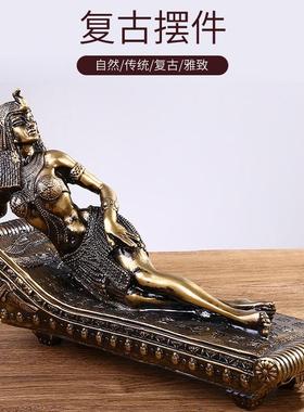 客厅柜子摆件高级感欧式新款复古睡美人仿铜树脂工艺品客厅家居饰