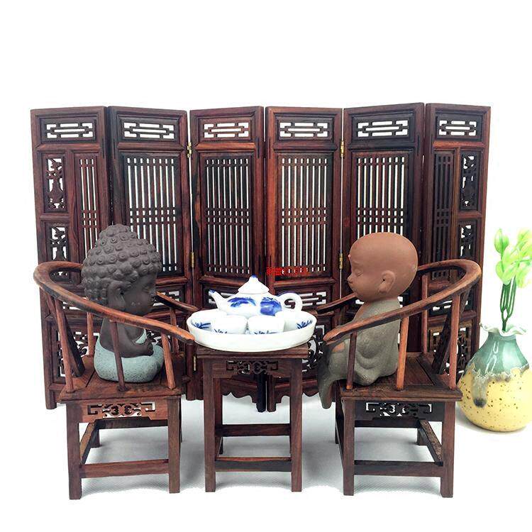 红木工艺品彷明清微缩家具模型天然红酸枝微型太师椅新中式小摆件