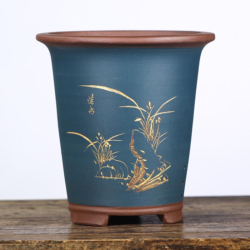 宜兴紫砂兰花花盆兰草君子兰大花惠兰吊兰蝴蝶兰花盆大号陶瓷