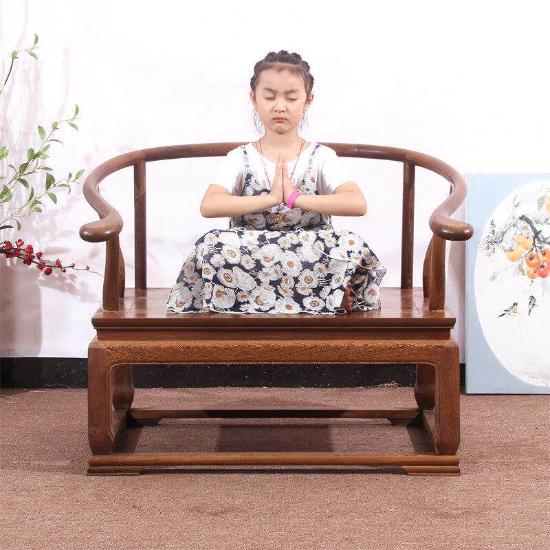 红木家俱鸡翅木大禅椅盘腿圈椅禅修椅子打坐椅彷古中式实木太师椅