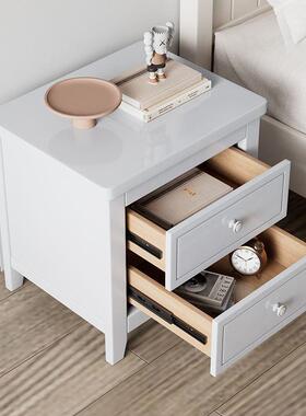 全实木新式美床头柜烤漆工艺卧置EKE室物收纳床储边儿童白色物柜
