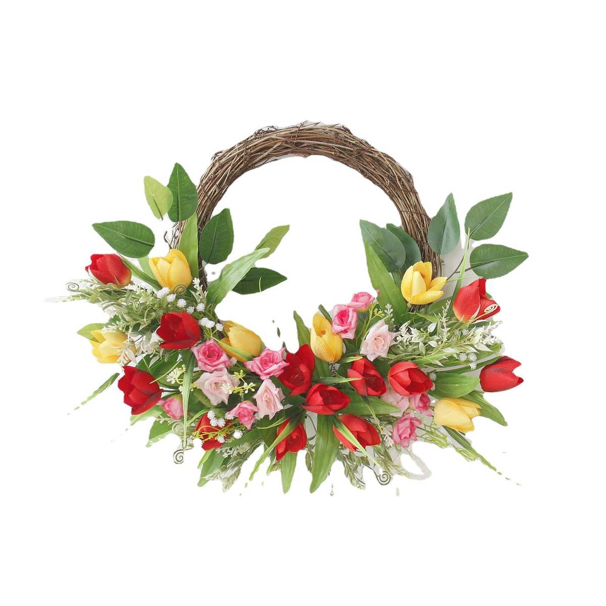 壁饰绢花婚礼门春天春季派对郁金香装饰花环饰花环新款2023入户门