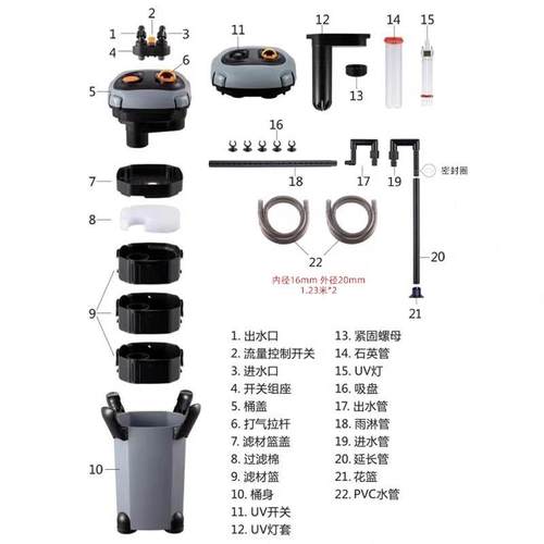松宝过环滤桶鱼缸外置滤器过合OAR下过滤系统水泵滤筒净水循三一