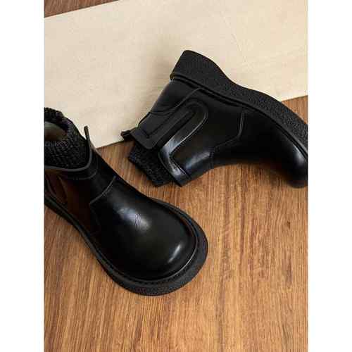 潮牌森系覆古带袜短靴厚底百搭切尔西靴冬加绒保暖学院风马丁靴女