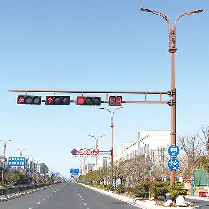 交通信号灯杆一体化框架式T型信号灯LED红绿灯带箭头倒计时信号灯