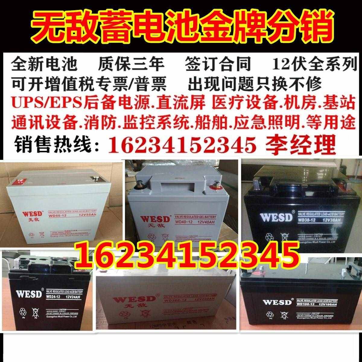 WESD无敌蓄电池WD24-12机房12V24AH7/17/38/40AH65/100/120/150AH