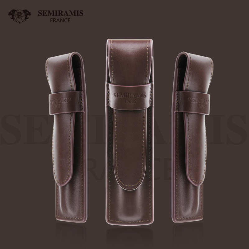 Semiramis狮美乐牛皮单支笔保护套真皮笔套复古简约钢笔宝珠笔原