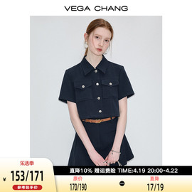 VEGA CHANG休闲时尚套装女夏季显瘦气质上衣短裤洋气减龄两件套