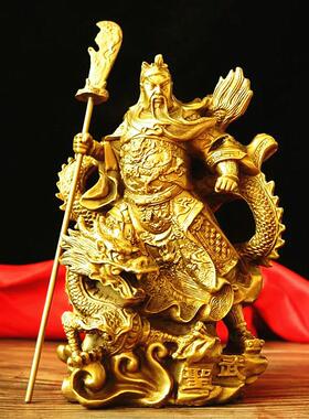 纯铜招财关公财神铜像摆件佛像大刀关羽关二爷武财神风水工艺礼品