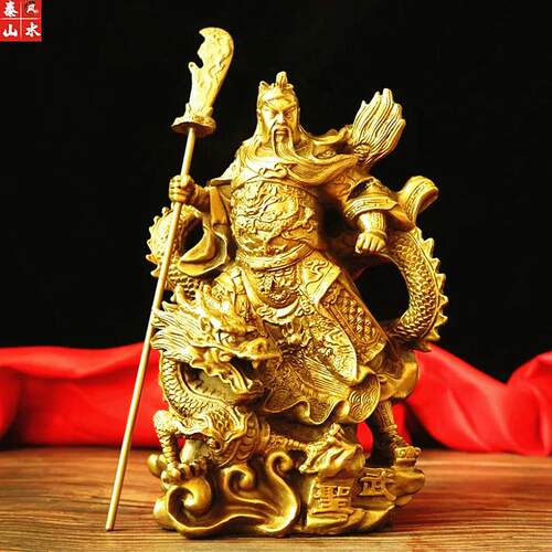 纯铜招财关公财神铜像摆件佛像大刀关羽关二爷武财神风水工艺礼品