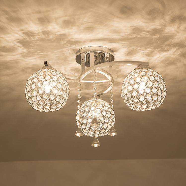 现代简约led房间灯圆形三头五头卧室灯小客厅玻璃吸顶灯