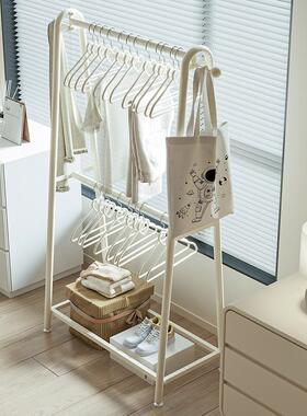 衣卧落地衣架家用收纳架奶室油风铁艺双层帽架床边放衣挂UEQ服的