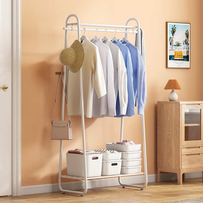 落地双杆式阳台挂衣架晾衣架室内户外简易家用卧室衣服加厚收纳架