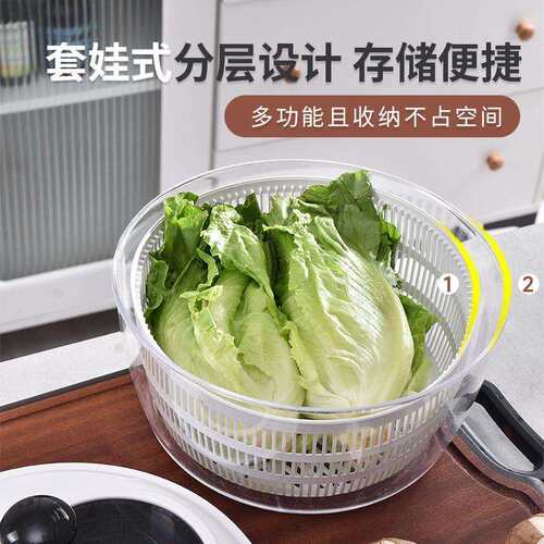 手摇式高速离心蔬菜脱水器家用塑料果蔬沙拉甩干器生菜番茄沥水篮
