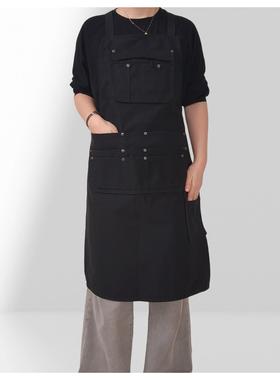 韩版帆布时尚厨房gBUE做饭防污衣围班裙耐磨上工作罩loo定制