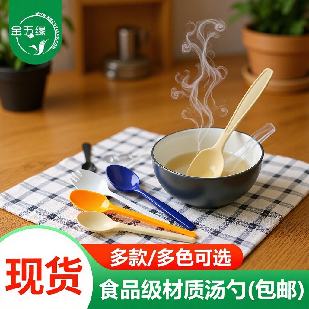 金五缘一次性小勺子塑料水晶透明加厚外卖打包甜品西快餐咖啡汤匙