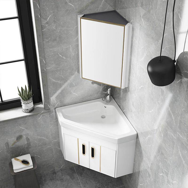 挂墙式小户型浴室柜转角洗脸盆卫生间三角洗漱台墙角洗手盆柜组合