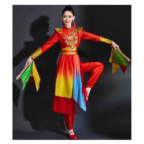 正品国打鼓服演出服腰鼓中代风舞服蹈现扇子舞威风鼓舞秧歌服装女 - 封面