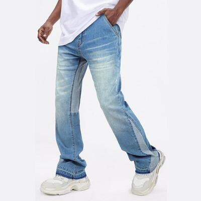 I 99687 Men Stacked Flared Leg Jeans Streetwear街头风牛仔裤