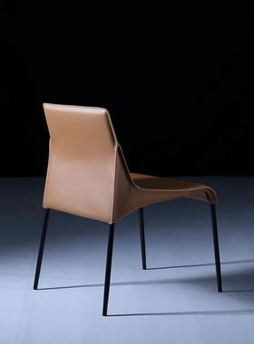 马鞍极简皮餐23993椅轻奢椅现代约家简用椅小户型设计师椅酒店样