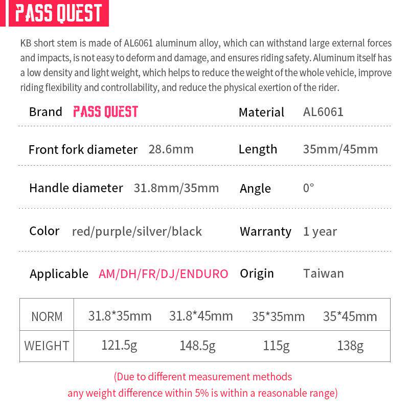 PASS QUEST KB 31.8/35管径立管CNC山地车速降短把立dh AM ENDURO