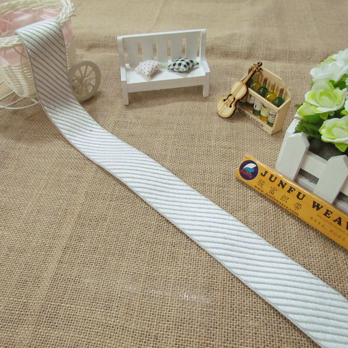 】【mt边带围白色斜纹服装底包突床垫织带- 配 灰色边带家具255#