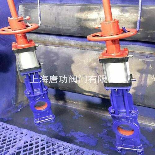 唐功SCZ气673-10P不锈钢动H穿透式插板阀 304穿式刀闸透阀DN100-8