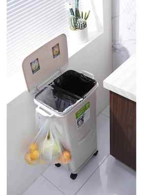 日式垃圾桶厅家用厨房客创动意ILP卧大室大号双层分类带盖可移垃