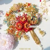 非遗缠花新娘团扇diy材料包手捧镂空扇秀禾喜扇中式 晨袍扇送闺蜜