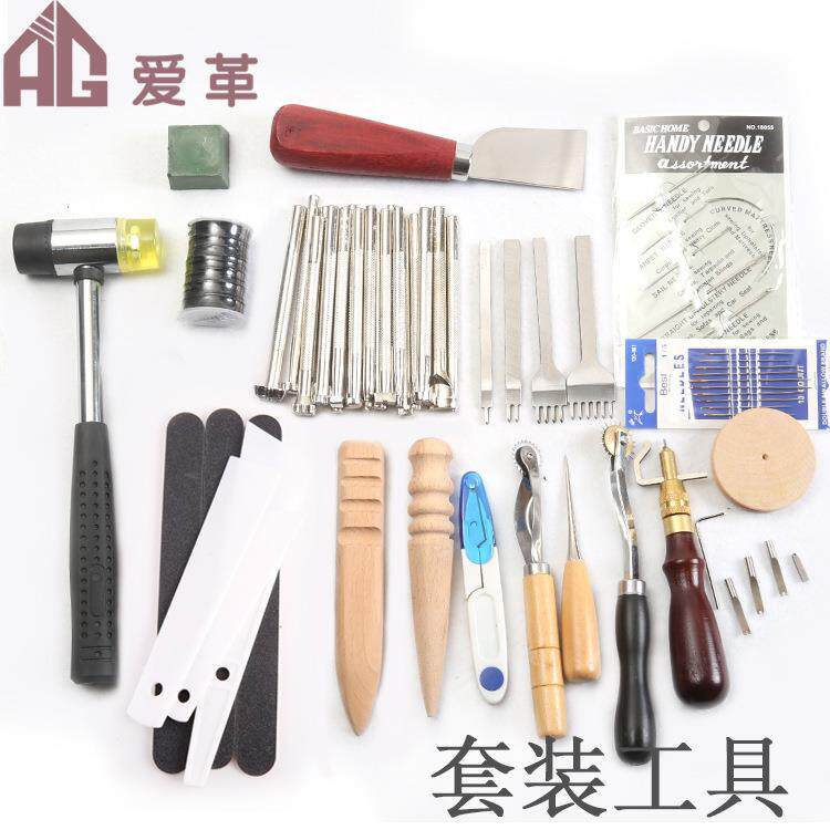 皮雕花具套皮革工手工套餐手工印皮具餐套JGX餐手缝套装