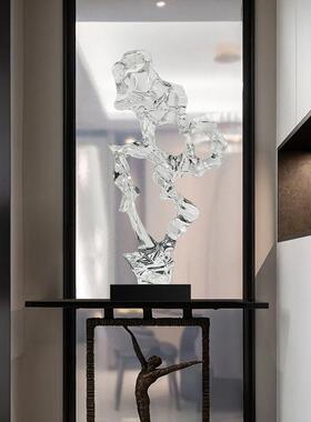 店太湖石脂抽象透明树雕塑楼处售酒大堂玄ZOH关客厅新中式摆件饰