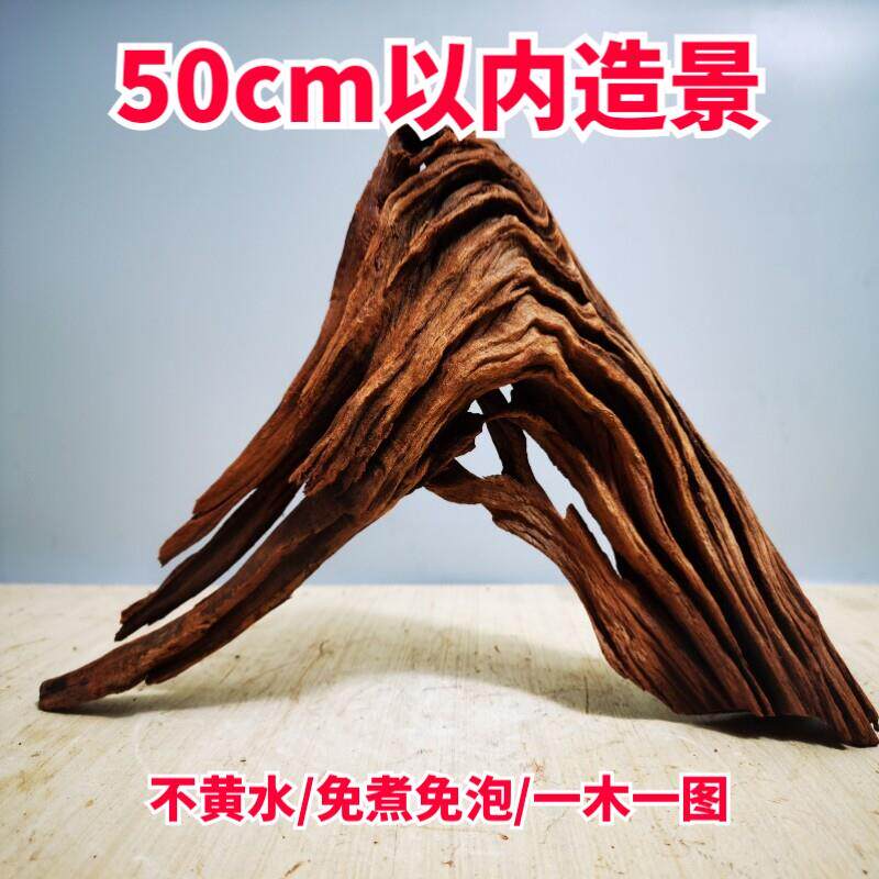 沉木杜鹃紫柚木秒沉免煮爬宠鱼缸龟台造景小型草缸纹理装饰品素材