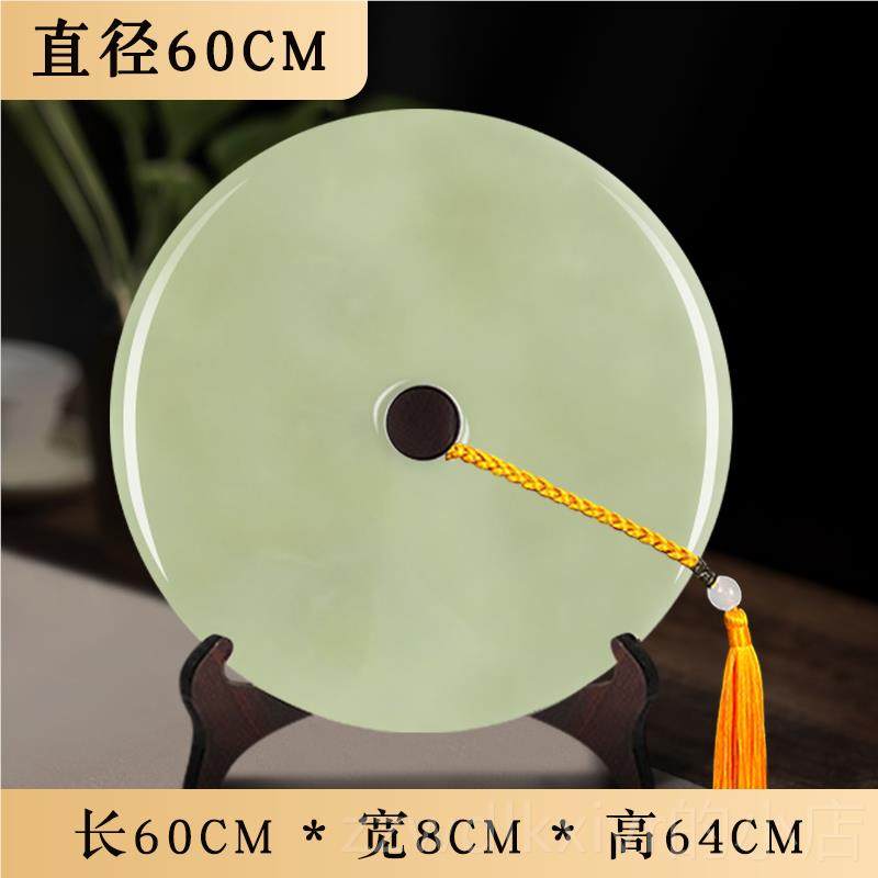 新款迁天然青玉平安扣摆件客厅博古架玉璧装饰品工和璧氏玉石艺品