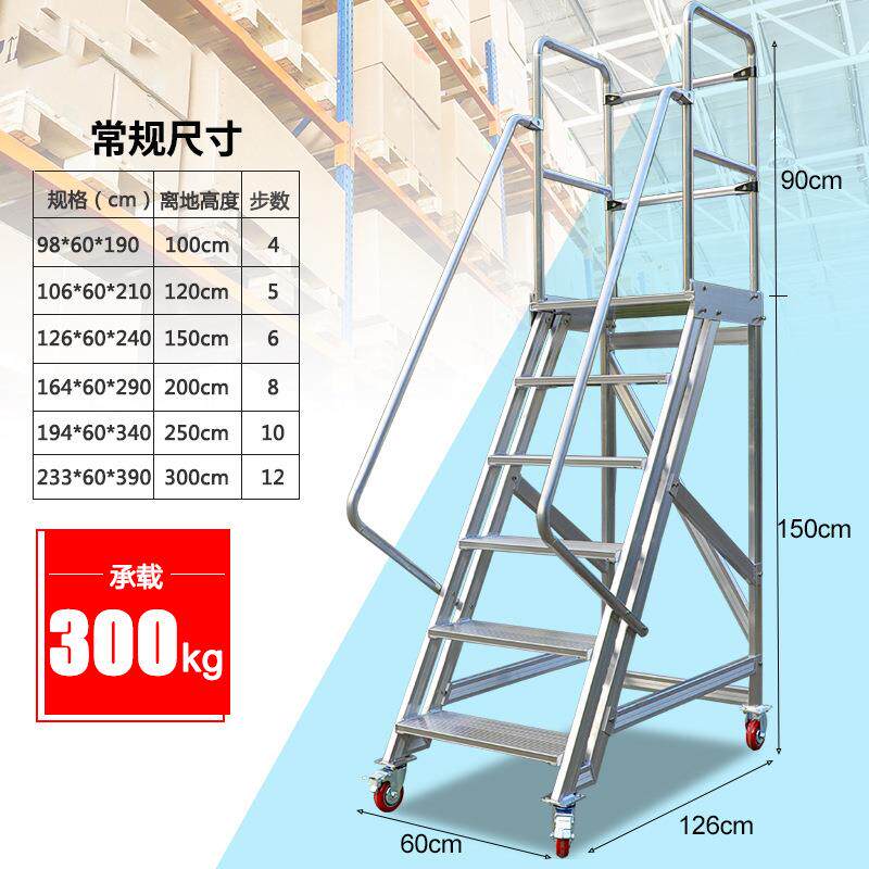 合铝金移动登高车平台梯静音库房超市仓库移LHJ-15理货工地施动工