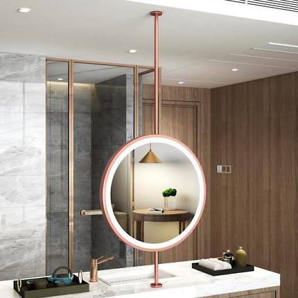 上下杆吊杆圆镜智能子民浴室镜172子酒店卫生镜子宿厕所镜间镜子