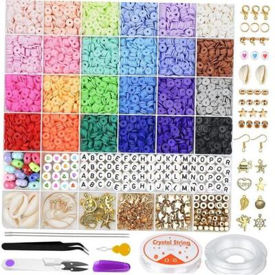 6MM Polymer Clay Beads Set 24 Rainbow Color Flat Chip Beads