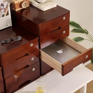 多层办公室桌面文件002B全锁柜A4桌上 带锁木纳整理收盒实储抽屉式