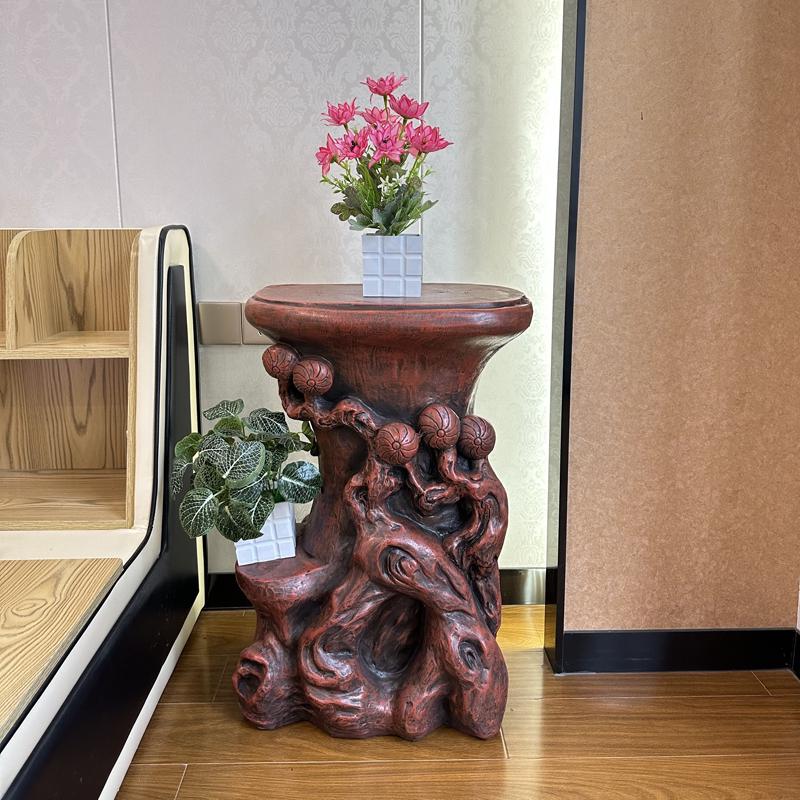 花架子客厅花盆架室内阳台仿根雕置物家用盆景盆栽假山流水摆件台图片