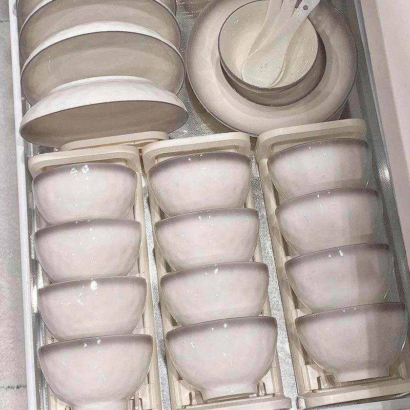 高温釉下彩家用碗盘碟餐具套装北欧极简饭碗餐盘组合送人乔迁礼品