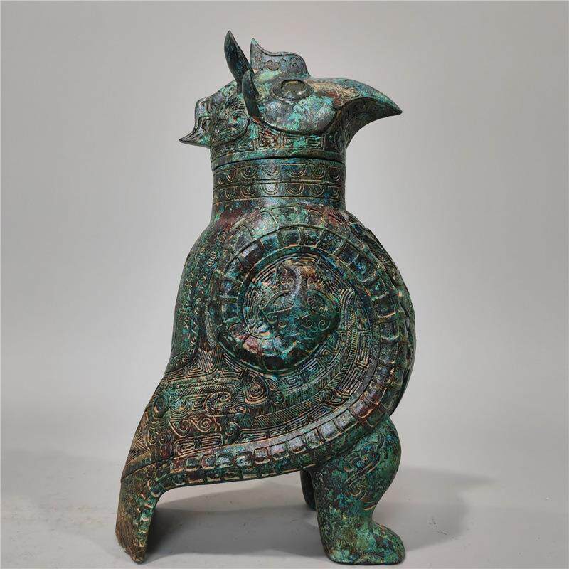 古青铜器洛阳鸮尊鸟樽猫头鹰青铜枭尊酒器古青铜器工艺摆件婚庆