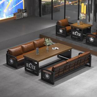 需定制工业风酒吧卡座沙发商用实木烧烤店休闲区清吧咖啡厅铁艺桌