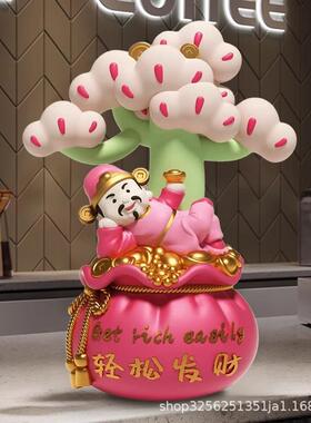 开业送礼财神爷躺赚存钱罐招财公司前台办公室桌面店铺高端商务