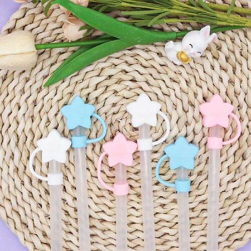 4Pcs Silicone Star Straw Covers 10mm Straw Tips Protectors